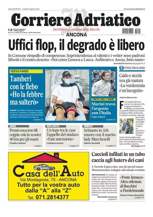 Prima-pagina-corriere adriatico-edizione-di-oggi-05-08-2024